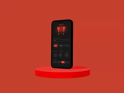 product RED - wireless earbuds / mobile app 3d audio design mobile app music product product visualization red tech