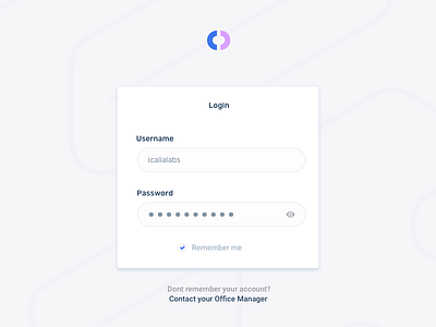 Smart Office Login abstract box card form login