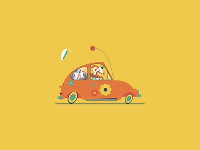 Clowns beetle car cartoon character clown design illustration illustrator road rage volkswagen