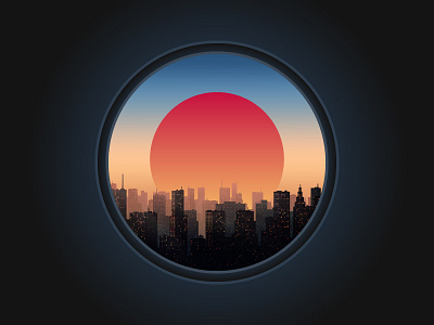 City At Sunset city fly sun sunset vector