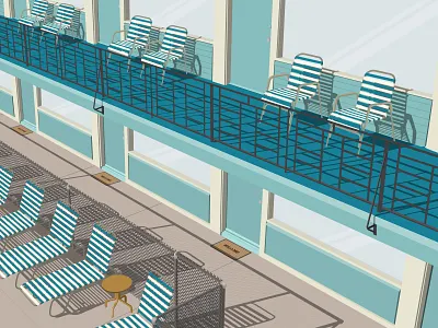 Motel Balcony americana balcony mid century modern motel post war retro vector vector art vintage