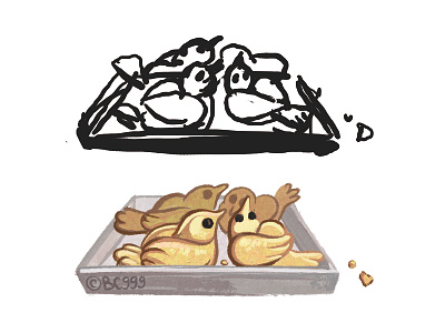 Sketch and the final touch bake bird cake food tasty