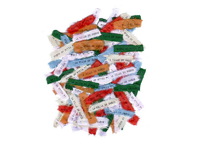 Tiny flyers. Hanji paper / typewriter / tearing commision flyers french music paper sound design typewritter water