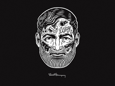 Hemingway - WAY artwork digitalillustration illustration monochrome ols dsgn portrait social tattoo theatre