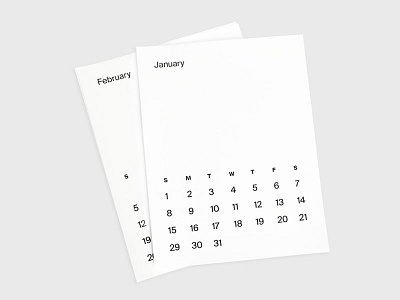 2017 Calendar calendar clean functional minimal simple white space