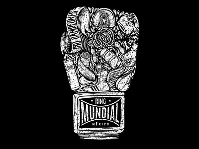 Ring Mundial Tee 2/3 boxing illustration mexican sports tee tijuana