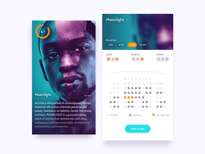 Day 85 - Cinema App app application cinema ios mobile moonlight movie seat select ticket