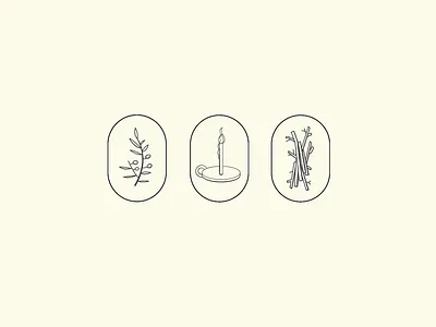 Wildfire candle illustration olive branch sticks wildfire