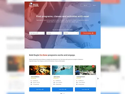 Go Zone Landing cta design events landing landing page ui ux web