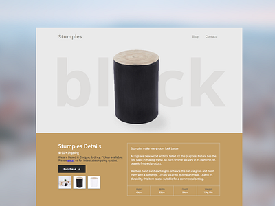 Stumpies e commerce landing page plasso product shop single product timber webflow wood