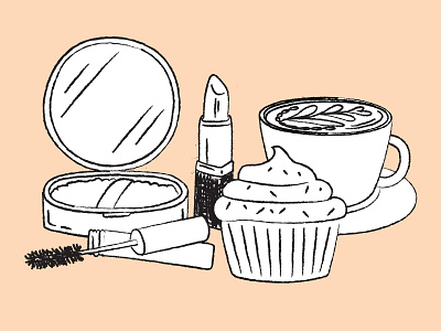Girl Stuff coffee cupcake date girls lipstick makeup mascara mirror