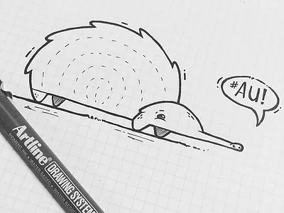 Echidna echidna illustration paper pen