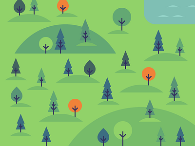 Nature forest hills icons illustration nature simple trees water wild