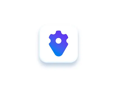 Gear Icon app gear geolocation gradient icon minimal pin