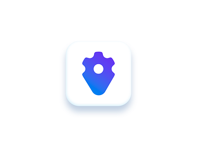 Gear Icon app gear geolocation gradient icon minimal pin