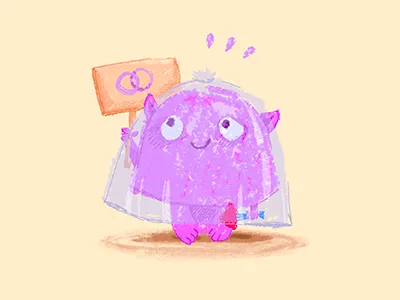 Violet Monster art bride cute cutemonster digital drawing monster wedding