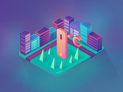 Isometric Icon 01 gradiant graphic icon illustration isometric picas temperature trending urban weather