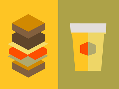 Hamburger & Beer beer drinks food illustration