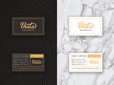 Vesta Cards branding business cards lettering lineart logo marble outline pattern real estate typography