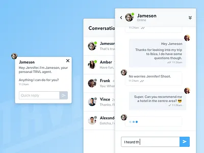 TRLV Chat Drawer chat conversation drawer message messages notification travel trvl