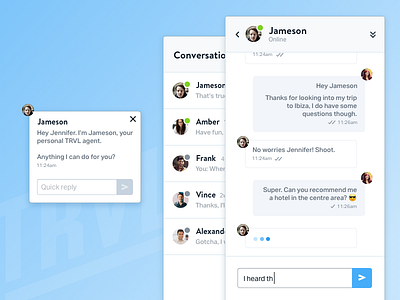 TRLV Chat Drawer chat conversation drawer message messages notification travel trvl