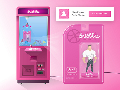 Code Master Invite claw draft dribbble invite machine pink retro vector welcome