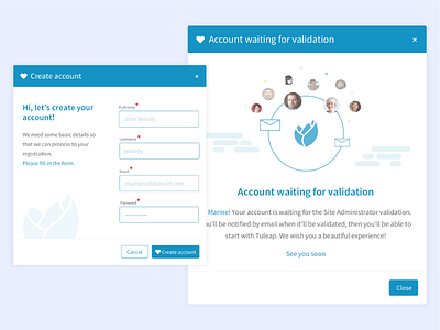 Account Creation Modal & Illustration 🍧 account app blue creation design draw illustration onboarding overlay ui user interface ux