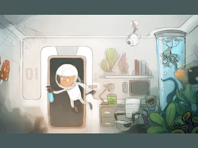 Space Botany - WIP astronaut botany future illustration plants sci fi space