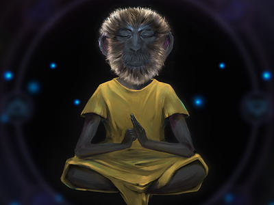 Monkey Monk illustration meditation monk monkey zen