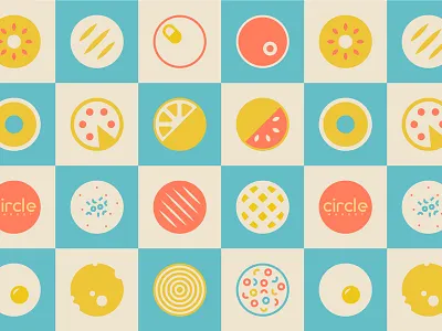 Circular food experiment burger cheese circle circular egg food geometric market mid century orange pattern simple