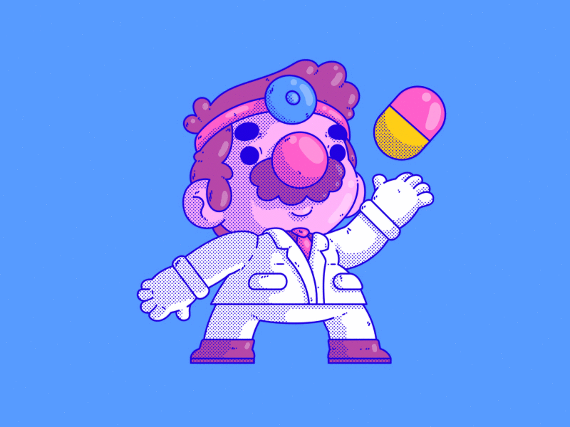 Dr. Mario PHD animation dr mario gaming illustration nintendo pills smash bros