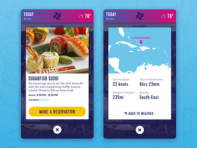 Detail Cards app cards ios map modal pin popup reservations sushi weather