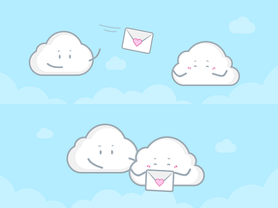 Love is in the air cloud cute heart illustration love letter sky valentines day
