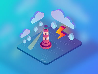 Isometric Icon 02 gradiant graphic icon illustration isometric lighthouse lightning picas weather