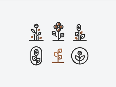 Plant & Flower Vector Set branding flower garden geometry icon identity illustration logo logotype minimalism plant