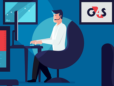 G4S Agent agent animation chair character computer desk illustration monitor office screen tv video