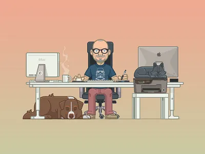 Hello, I'm Damien animation flat design illustration self portrait