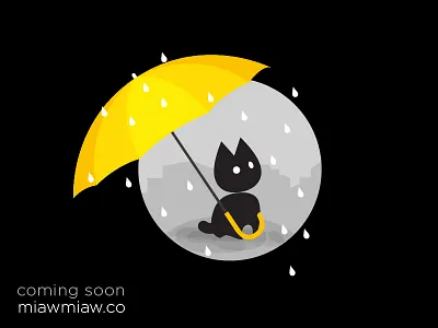 Coming Soon - cat graphic design illustration miaw miawmiaw miawmiaw.co rain ui uiux umbrella user interface ux