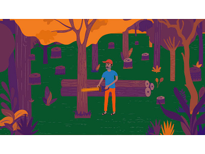 Slave labor and deforestation character design illustration tree vector