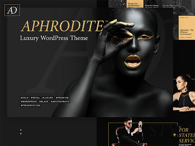 Aphrodite — Luxury WordPress Theme beauty black design gold lux luxury premium royal theme typography webdesign wordpress