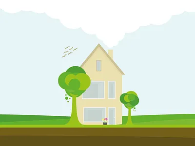 Quiet home drawing house illustration illustrator nature splash screen trees vector
