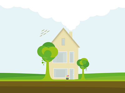 Quiet home drawing house illustration illustrator nature splash screen trees vector