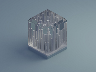 Frozen in glass (WIP) 3d 3d modeling blender city cubes frozen glass isometric low poly model