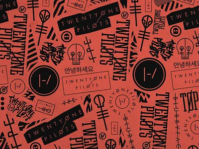 TØP Mess collage design elements logos merch one pattern pilots skulls twenty