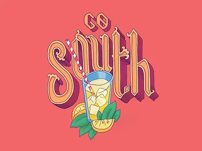 Go South ⇊ lettering sketch south typography