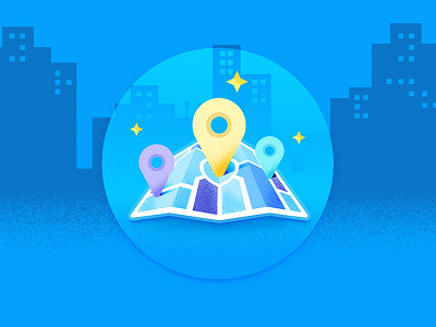 Illustration of guide page 3 blue illustration map