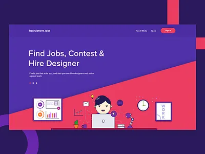 Recruitment Landing Page #2 character clean design flat flatdesign graphic illustration music ui webmockup website