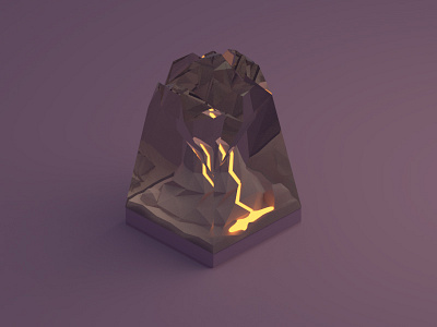 Frozen in glass (volcano) 3d 3d modeling blender fire frozen glass isometric low poly model volcano