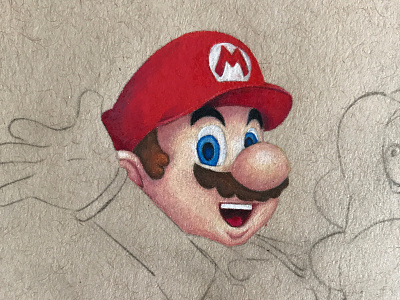 Mario & Yoshi color pencil colour pencil drawing mario prismacolor strathmore super mario toned tan yoshi