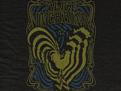 Trippy Rooster design grunge merch nouveau psychedelic rock rooster trippy